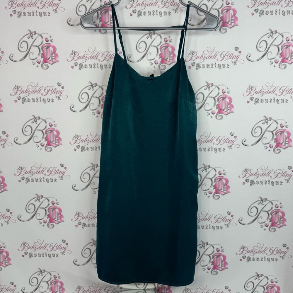H&M divided dress shiny shimmer material strappy thin Teal Dress